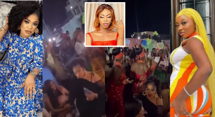 ICYMI: See Video As Bobrisky Throws Bottle At James Brown, Papaya Ex At Event
