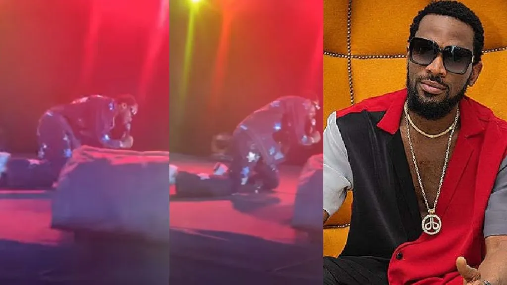 VIDEO: Few Days After Release From ICPC Custody, D’banj Seen Rolling On Stage While Performing