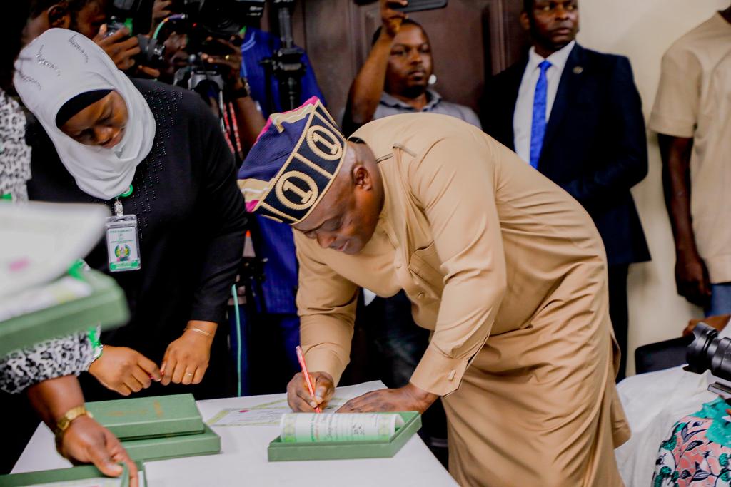 See Photos As Speaker Obasa, Lawmakers Get Certificate Of Return
