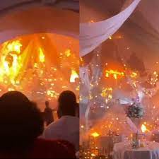 Video As Fire Breaks out During Wedding Reception