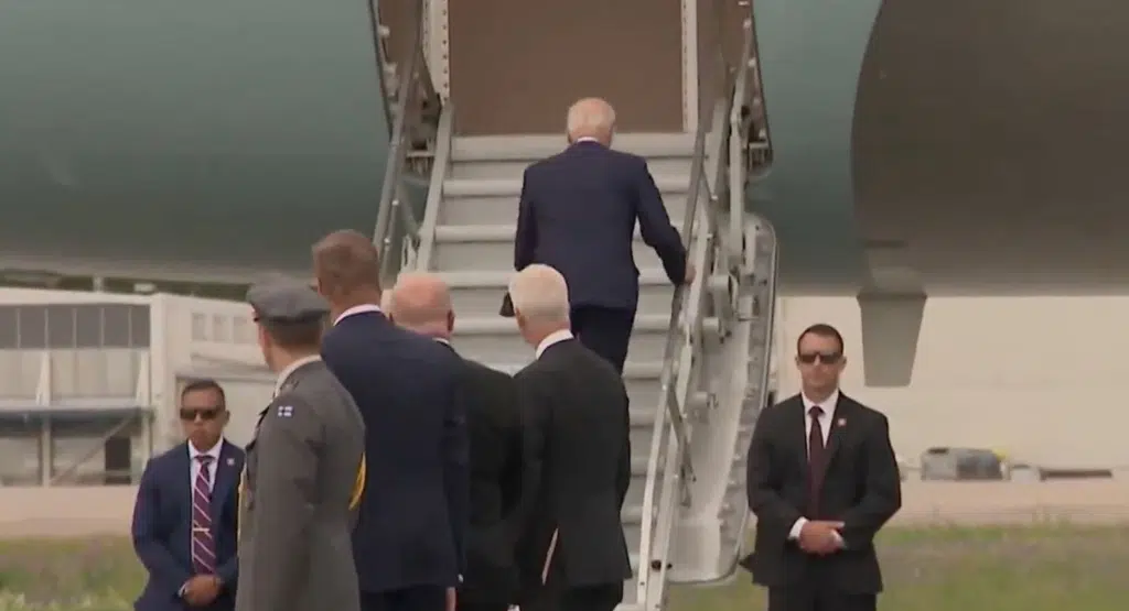 Again! Video Of Moment Joe Biden Nearly Fell While Boarding Air Force One