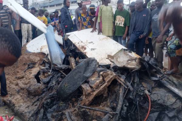 See Video As Four Escape Death After Helicopter Crash In Ikeja
