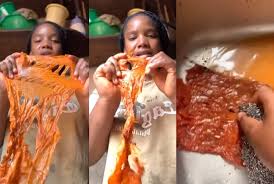 BEWARE! See Video As Lady Bought Kilishi That Turned Out To Be Rubber Coated With Pepper