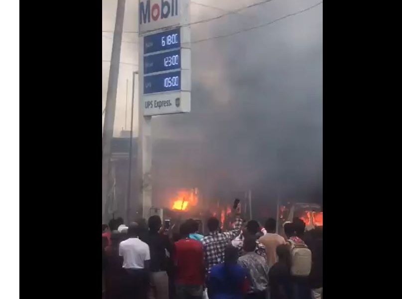 VIDEO: Gas Explosion Rocks Mobil Filling Station In Lagos