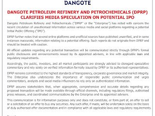 (DPRP) CLARIFIES MEDIA SPECULATION ON POTENTIAL IPO
